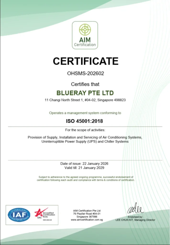 Certificate - ISO 45001 - BLUERAY PTE LTD - 2029